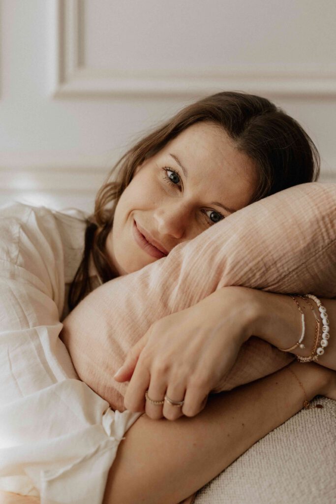 Fotoshooting von Sandra, Gründerin von lieblingsschlafen